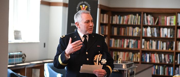 Dean Brigadier General Robert 鈥淏ob鈥� Moreschi of VMI, a military college in Virginia