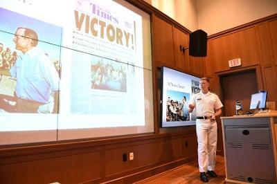 Michael M. Hoffmann 鈥�22 presents his senior thesis on The Cultural Renaissance of the Post-Vietnam Army.