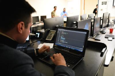 Student at VMI's Cyber Club, a military college in Virginia