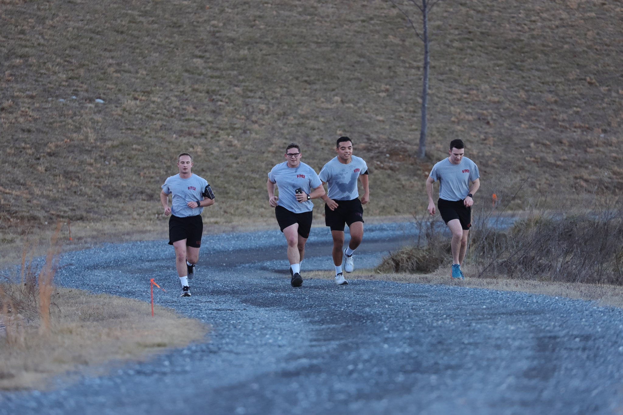 Students part of the Marathon Club at VMI, a military college in Virginia