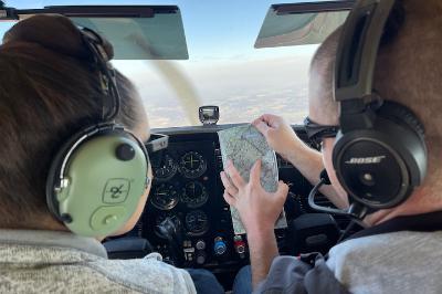 VMI cadets participating in the Aviation Club, which allows them to take flight and gain hours for their private pilots license.